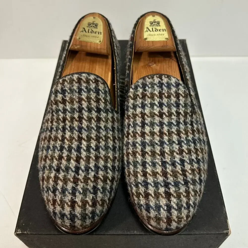 NIB NWOT J. Crew Camden Slip-On Loafer Harris Tweed Houndstooth Wool 8